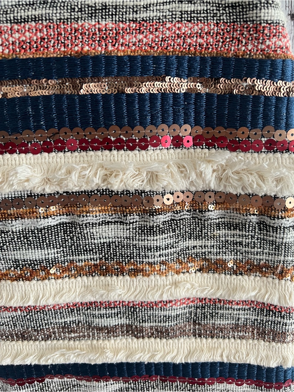 Anthropologie Moulinette Soeurs "Erine" Fringe Sequin Knit Mini Skirt 00P - Picture 3 of 4